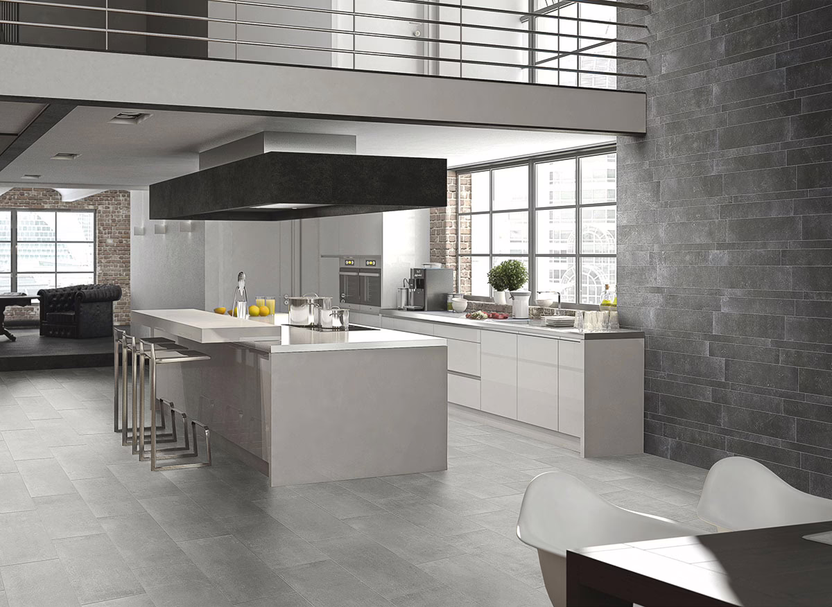 Modern loft with a kitchen. 3d rendering